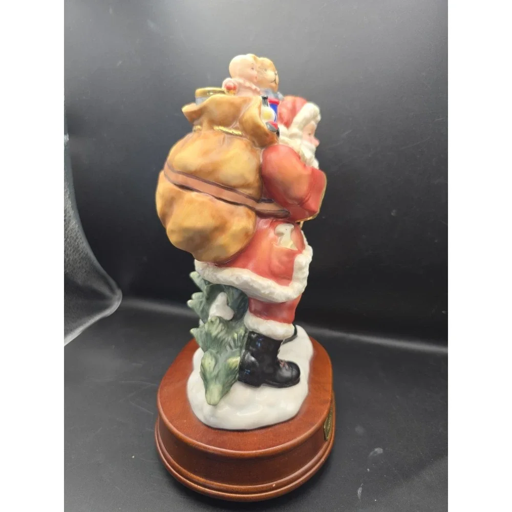 Vintage Porcelain Santa Music Box Works Christmas Decor Seasonal 2000
